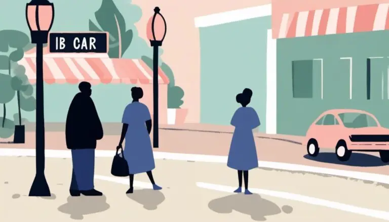 Two people on a street having a conversation